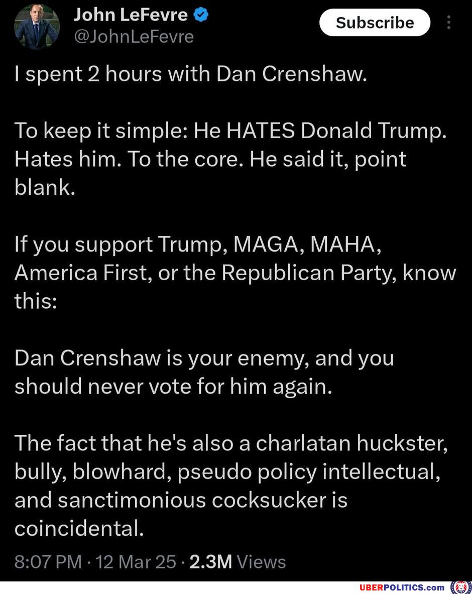 Dan Crenshaw Has To Go